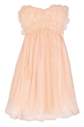 Raindrops on Roses Chiffon Designer Dress in Peach by Minuet